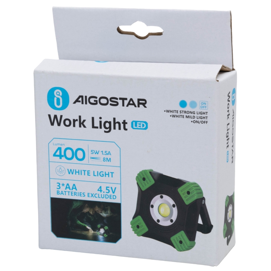 Aigostar - Lampada da lavoro LED/5W/3xAA 6500K IP44