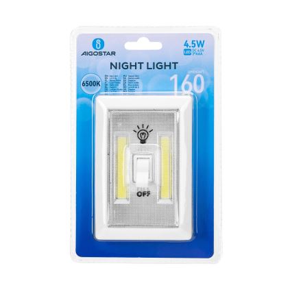 Aigostar - Lampada da notte portatile a LED/3xAAA 6500K