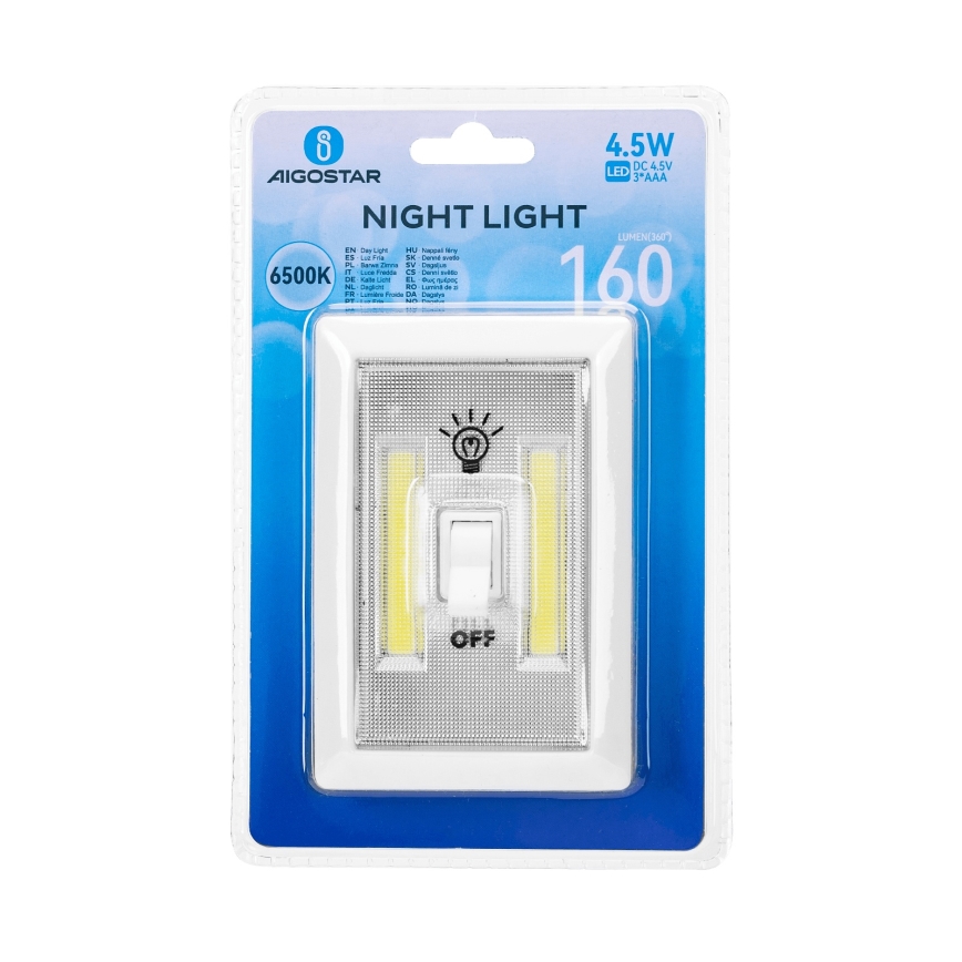 Aigostar - Lampada da notte portatile a LED/3xAAA 6500K