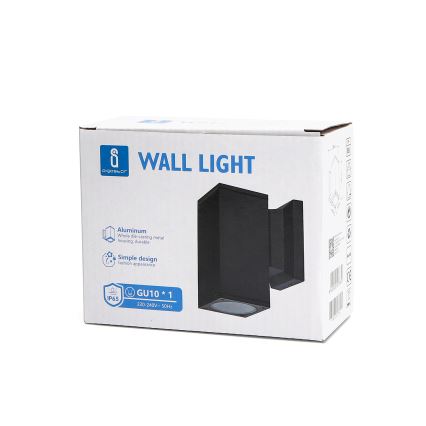 Aigostar - Lampada da parete per esterni 1xGU10/230V IP65 nera, quadrata