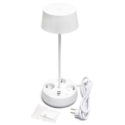 Aigostar - Lampada da scrivania LED dimmerabile con prese e USB LED/4,6 W/230 V 3000/4000/6500 K Bianco