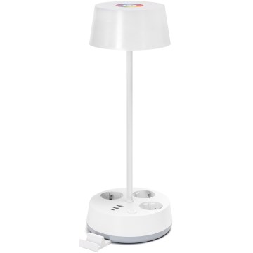 Aigostar - Lampada da scrivania LED RGBW dimmerabile con prese e USB LED/4,6 W/230 V 3000/4000/6500 K Bianco