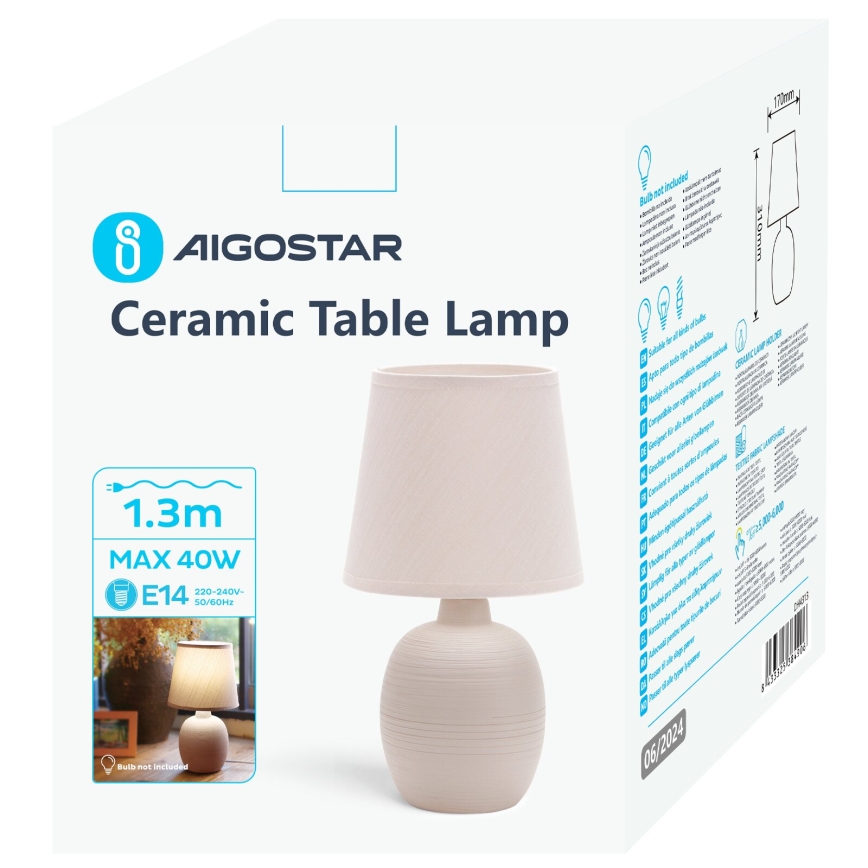 Aigostar - Lampada da tavolo 1xE14/40W/230V beige