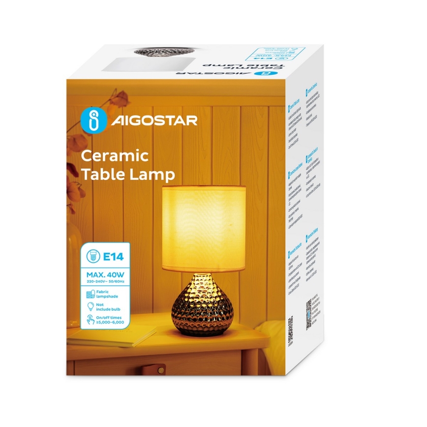 Aigostar - Lampada da tavolo 1xE14/40W/230V cromo lucido