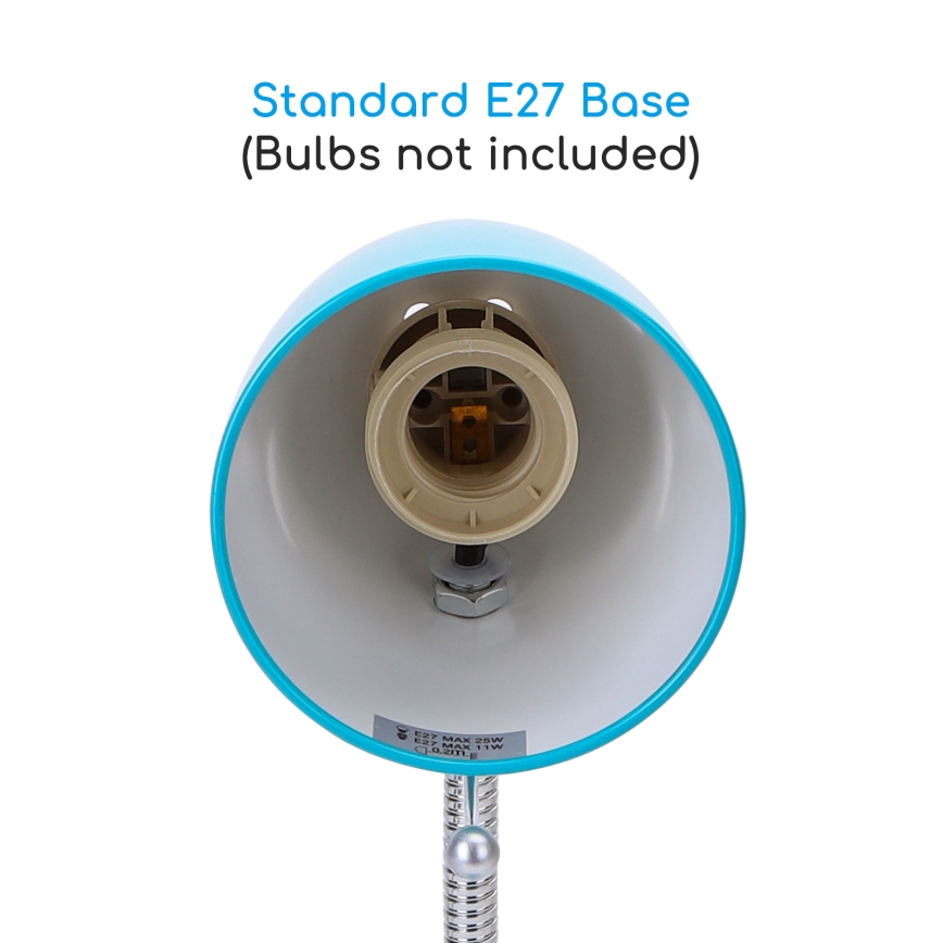 Aigostar - Lampada da tavolo 1xE27/36W/230V blu/cromo lucido