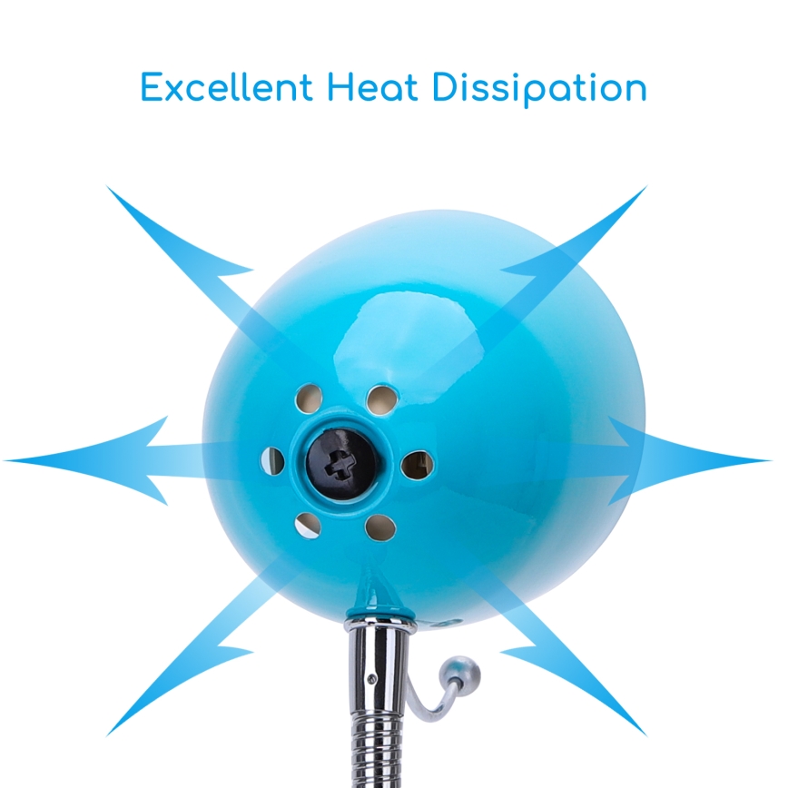 Aigostar - Lampada da tavolo 1xE27/36W/230V blu/cromo lucido