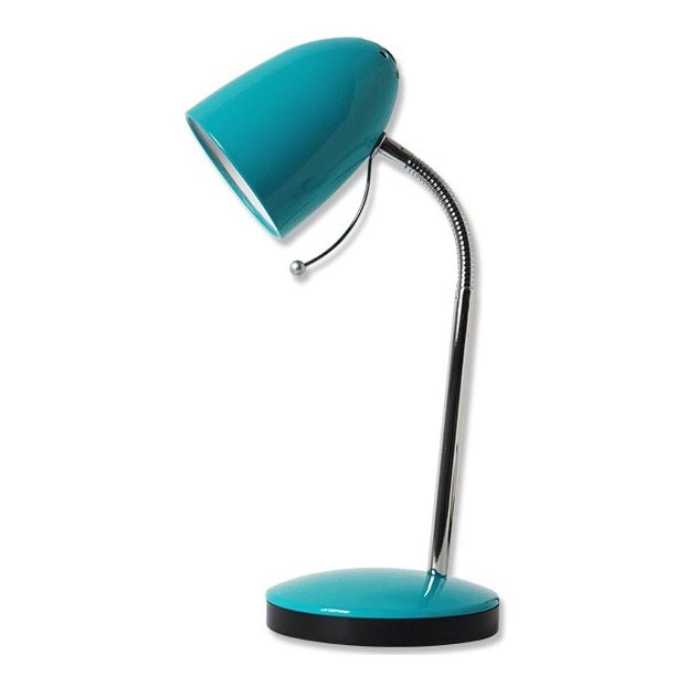 Aigostar - Lampada da tavolo 1xE27/36W/230V blu/cromo lucido