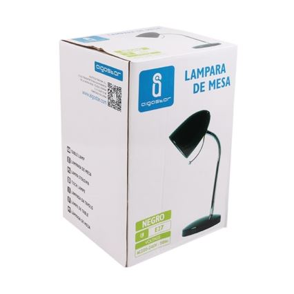 Aigostar - Lampada da tavolo 1xE27/36W/230V nero/cromo lucido