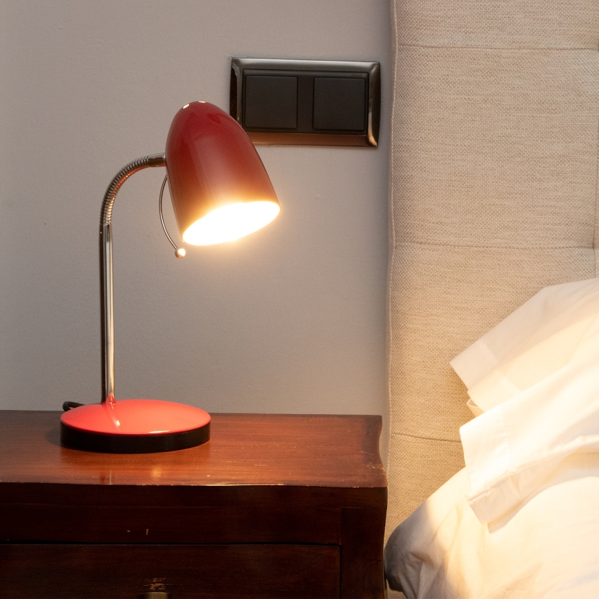 Aigostar - Lampada da tavolo 1xE27/36W/230V rosso/cromo lucido