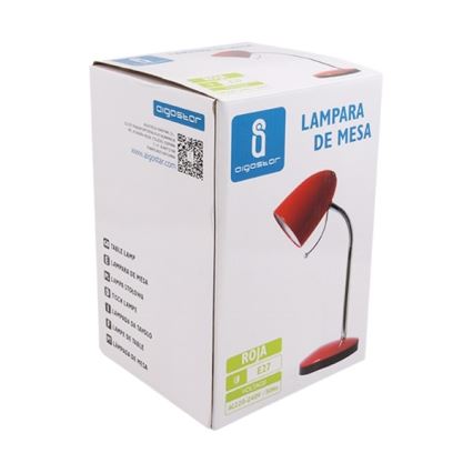 Aigostar - Lampada da tavolo 1xE27/36W/230V rosso/cromo lucido