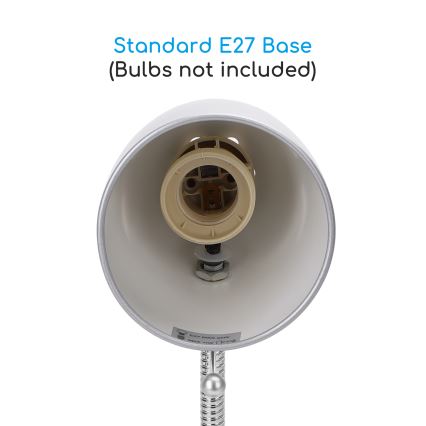 Aigostar -  Lampada da tavolo con morsetto 1xE27/11W/230V argento/cromo lucido