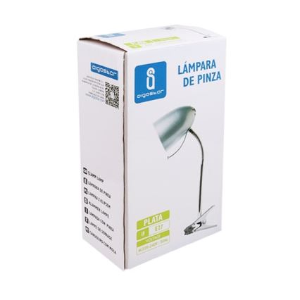 Aigostar -  Lampada da tavolo con morsetto 1xE27/11W/230V argento/cromo