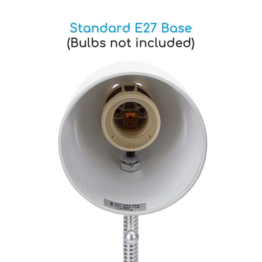 Aigostar -  Lampada da tavolo con morsetto 1xE27/11W/230V bianco/cromo lucido