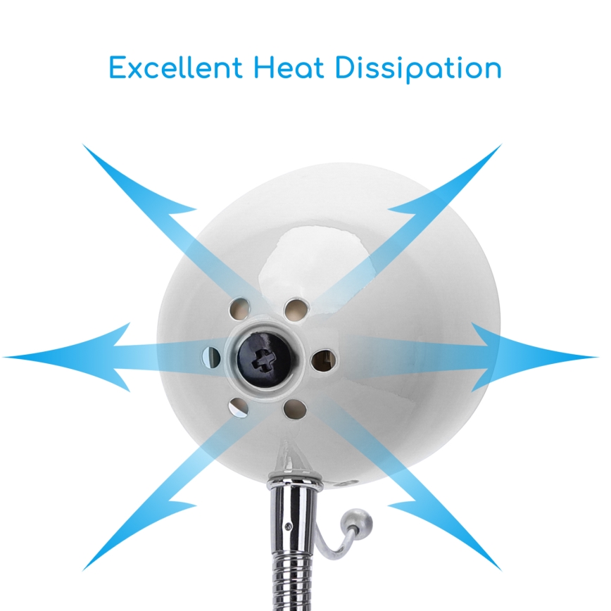 Aigostar -  Lampada da tavolo con morsetto 1xE27/11W/230V bianco/cromo lucido