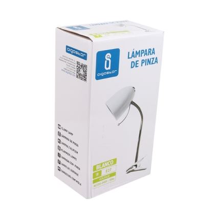 Aigostar -  Lampada da tavolo con morsetto 1xE27/11W/230V bianco/cromo