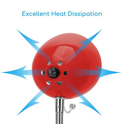 Aigostar - Lampada da tavolo con morsetto 1xE27/11W/230V rosso/cromo lucido