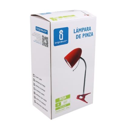 Aigostar - Lampada da tavolo con morsetto 1xE27/11W/230V rosso/cromo lucido