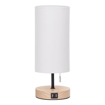 Aigostar - Lampada da tavolo con porta USB 1xE27/40W/230V beige