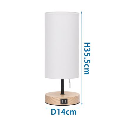 Aigostar - Lampada da tavolo con porta USB 1xE27/40W/230V nera/crema