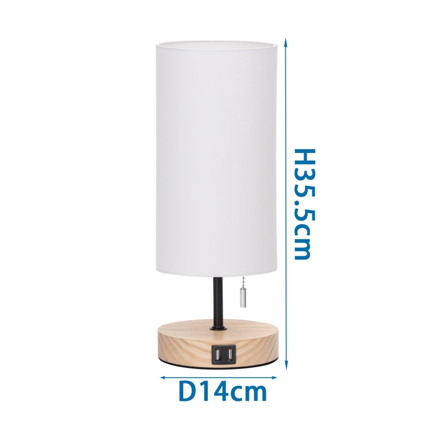 Aigostar - Lampada da tavolo con porta USB 1xE27/40W/230V nera/crema