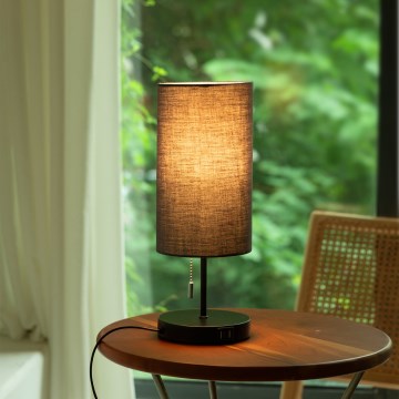 Aigostar - Lampada da tavolo con porta USB 1xE27/40W/230V nero