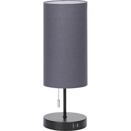 Aigostar - Lampada da tavolo con porta USB 1xE27/40W/230V nero