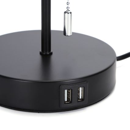 Aigostar - Lampada da tavolo con porta USB 1xE27/40W/230V nero