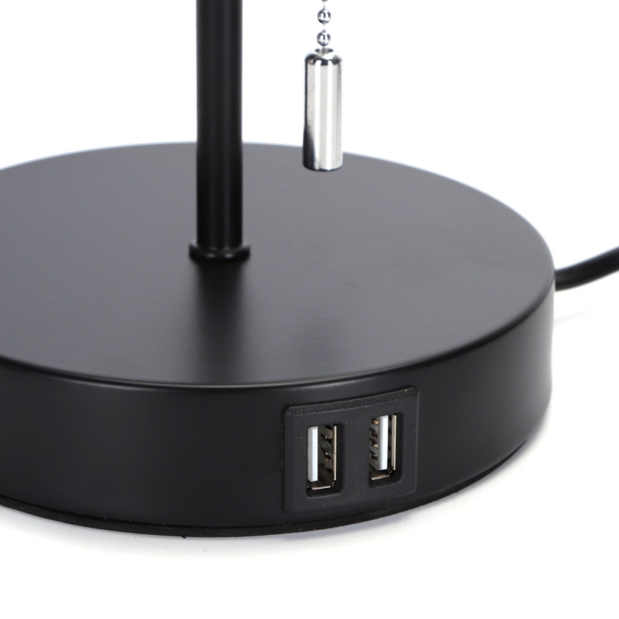 Aigostar - Lampada da tavolo con porta USB 1xE27/40W/230V nero