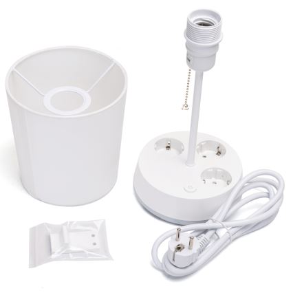 Aigostar - Lampada da tavolo con prese 1xE27/60W/230V bianca