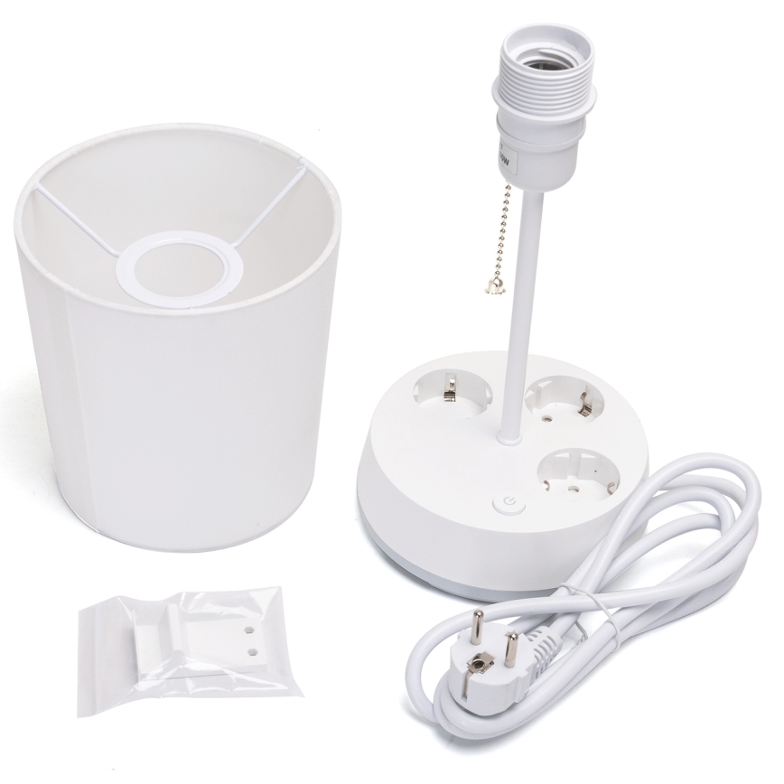Aigostar - Lampada da tavolo con prese 1xE27/60W/230V bianca