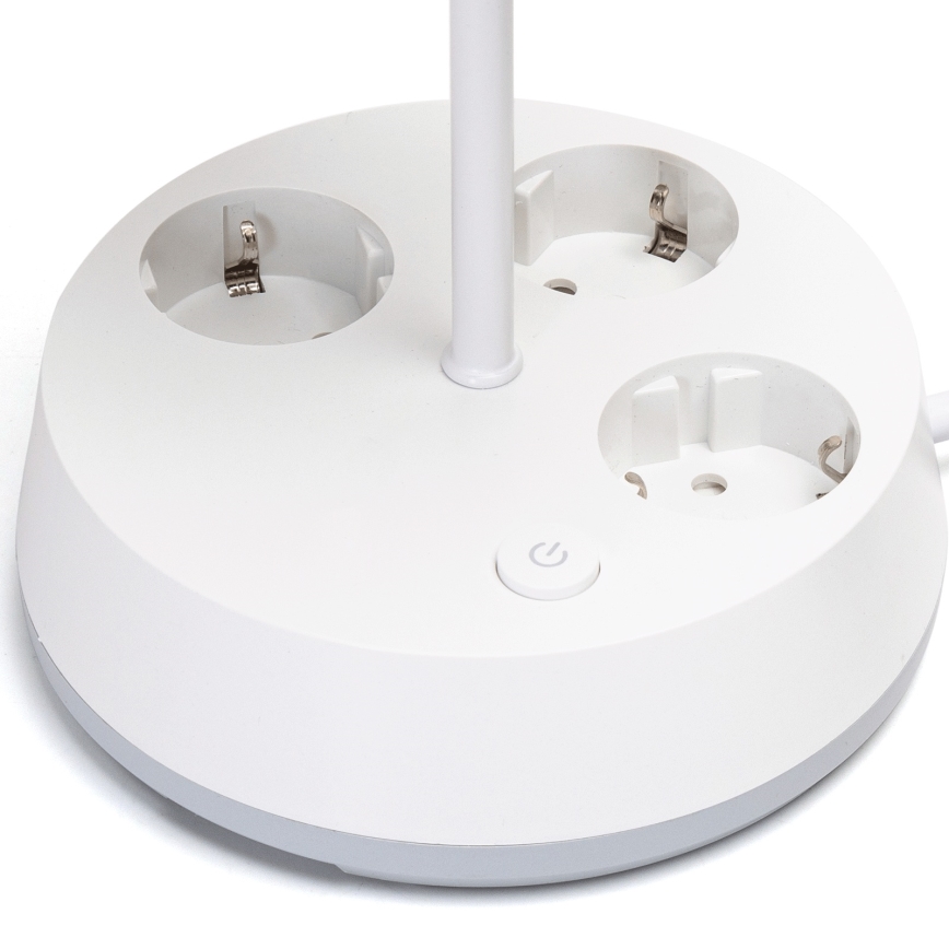 Aigostar - Lampada da tavolo con prese 1xE27/60W/230V bianca