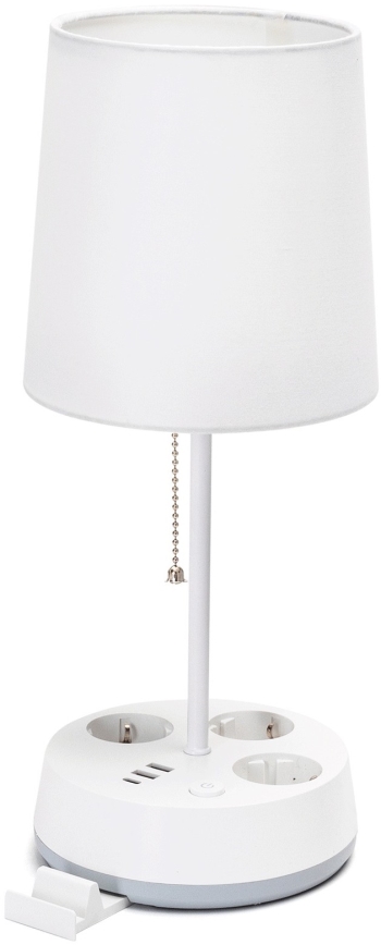 Aigostar - Lampada da tavolo con prese e porte USB 1xE27/60W/230V bianca