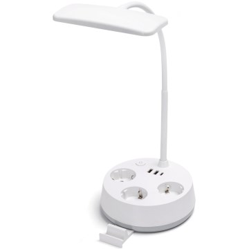 Aigostar - Lampada da tavolo dimmerabile LED bianca con prese e USB LED/4,6W/230V 3000/4000/6500K