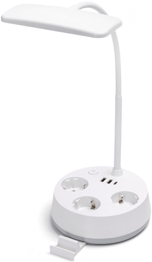 Aigostar - Lampada da tavolo LED bianca dimmerabile con prese e USB LED/4,6 W/230 V 3000/4000/6500 K