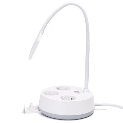 Aigostar - Lampada da tavolo LED bianca dimmerabile con prese e USB LED/4,6 W/230 V 3000/4000/6500 K