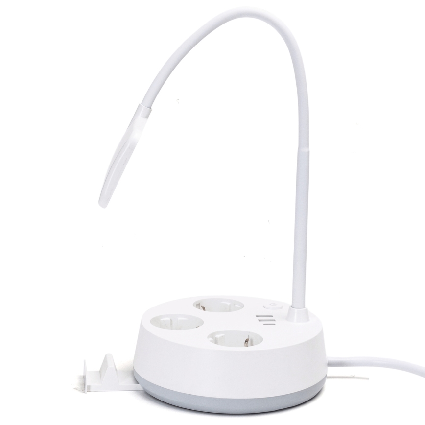 Aigostar - Lampada da tavolo LED bianca dimmerabile con prese e USB LED/4,6 W/230 V 3000/4000/6500 K
