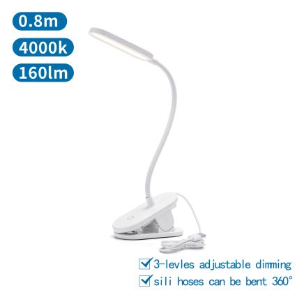 Aigostar - Lampada da tavolo LED dimmerabile con clip LED/2,5W/5V bianco