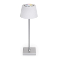 Aigostar - Lampada da tavolo ricaricabile dimmerabile LED RGBW per esterni LED/4W/5V 3600mAh bianco/cromo opaco IP54