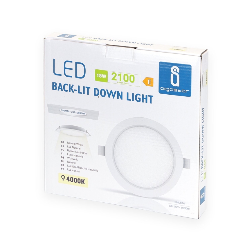 Aigostar - Lampada LED da incasso LED/18W/230V 4000K diametro 22 cm bianco