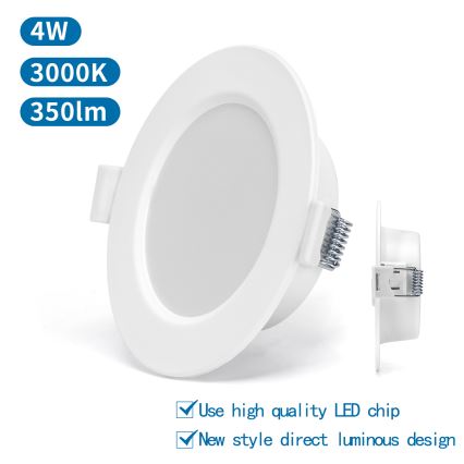 Aigostar - Lampada LED da incasso LED/4W/230V 3000K diametro 9,8 cm bianco