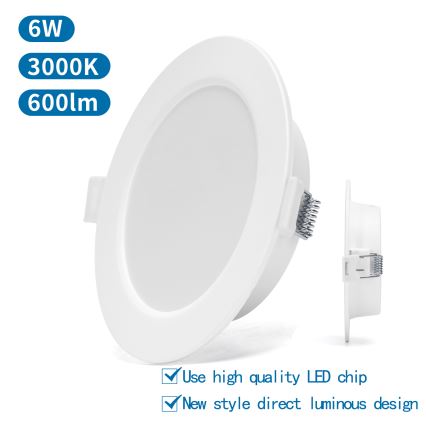 Aigostar - Lampada LED da incasso LED/6W/230V 3000K diametro 11,8 cm bianco