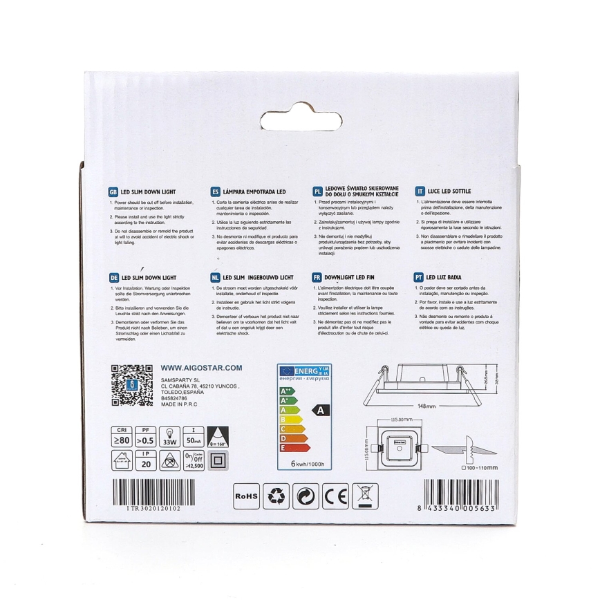 Aigostar - Lampada LED da incasso ULTRATHIN LED/6W/230V 6000K bianco