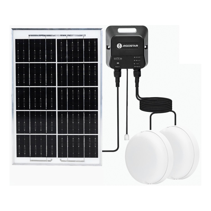 Aigostar - Lampada LED solare 2xLED/35W/12V 6000 mAh 6500K diametro 16,8 cm + telecomando