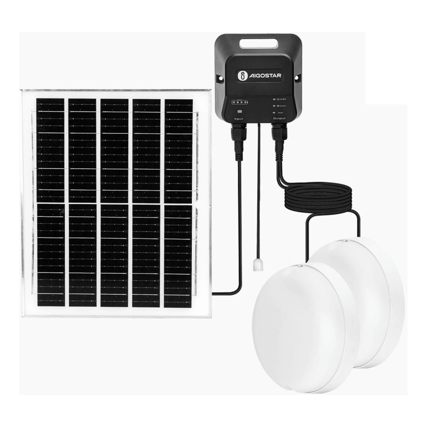 Aigostar - Lampada LED solare 2xLED/70W/12V 12000 mAh 6500K diametro 20,5 cm + telecomando
