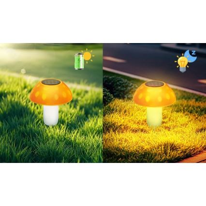 Aigostar - Lampada LED solare LED/0,024W/1,2V 200 mAh 2700K IP44 fungo porcino