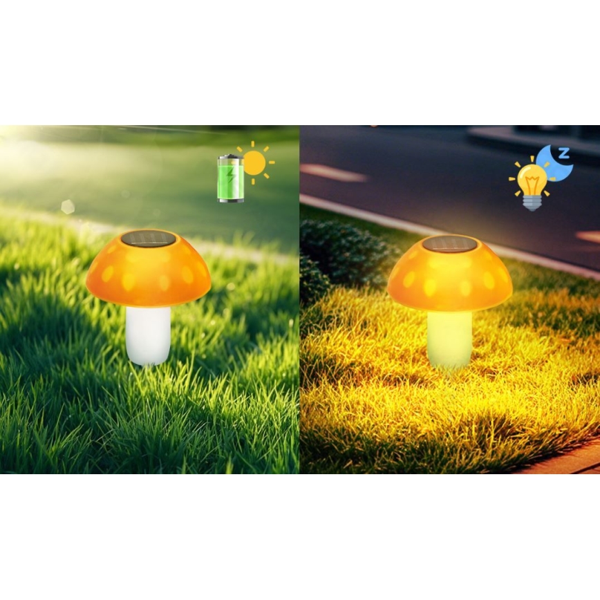 Aigostar - Lampada LED solare LED/0,024W/1,2V 200 mAh 2700K IP44 fungo porcino