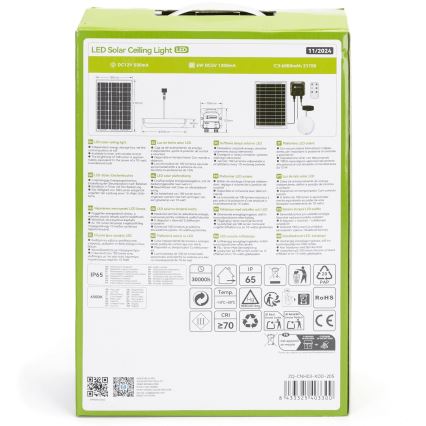 Aigostar - Lampada LED solare LED/70W/12V 6000 mAh 6500K diametro 20,5 cm + telecomando