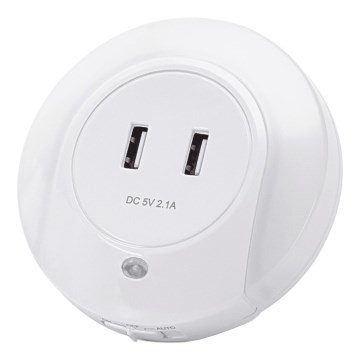 Aigostar - Lampada notturna LED a spina con sensore crepuscolare e porta USB, 0,4W/230V