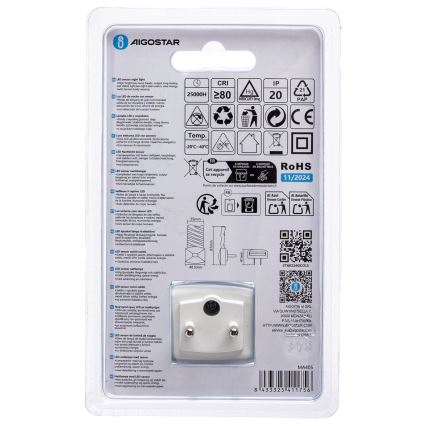 Aigostar - LED Luce notturna con sensore crepuscolare LED/0,2W/230V 6500K