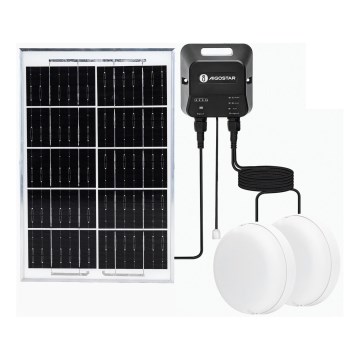 Aigostar - Lampada solare a LED 2xLED, 35W, 12V, batteria 6000 mAh, 6500 K, IP65, Ø 16,8 cm + telecomando